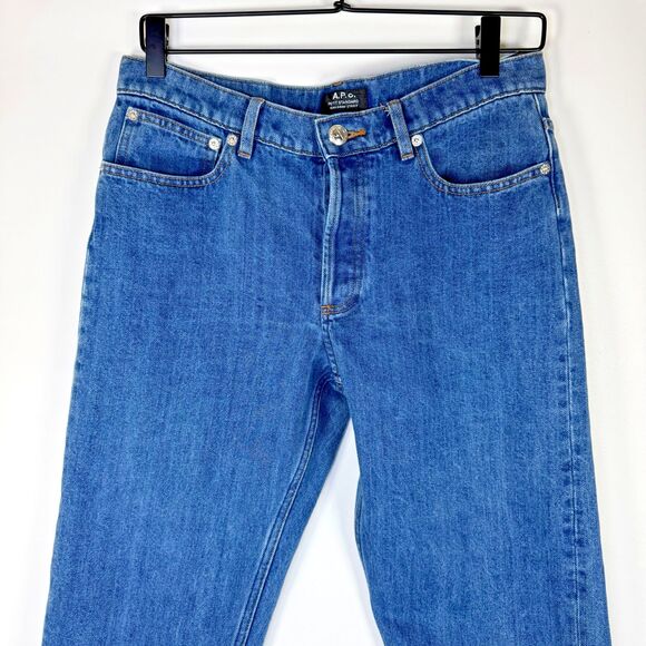 APC Petit Standard Mens Jeans 29 Slim Straight Button Fly Blue Denim - Picture 2 of 13